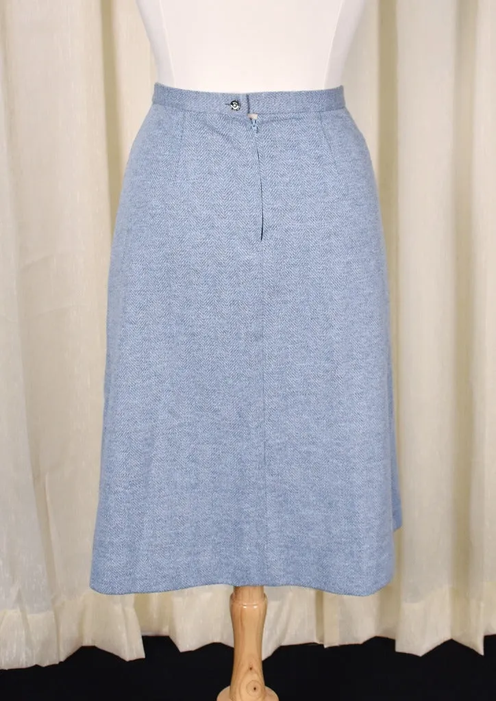 1960s Vintage Sky Blue A-line Skirt