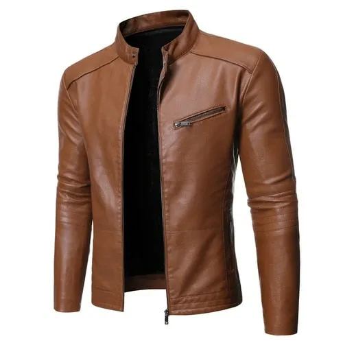 2021 Pu Casual Leather Jacket Men Spring Autumn Coat Motorcycle Biker