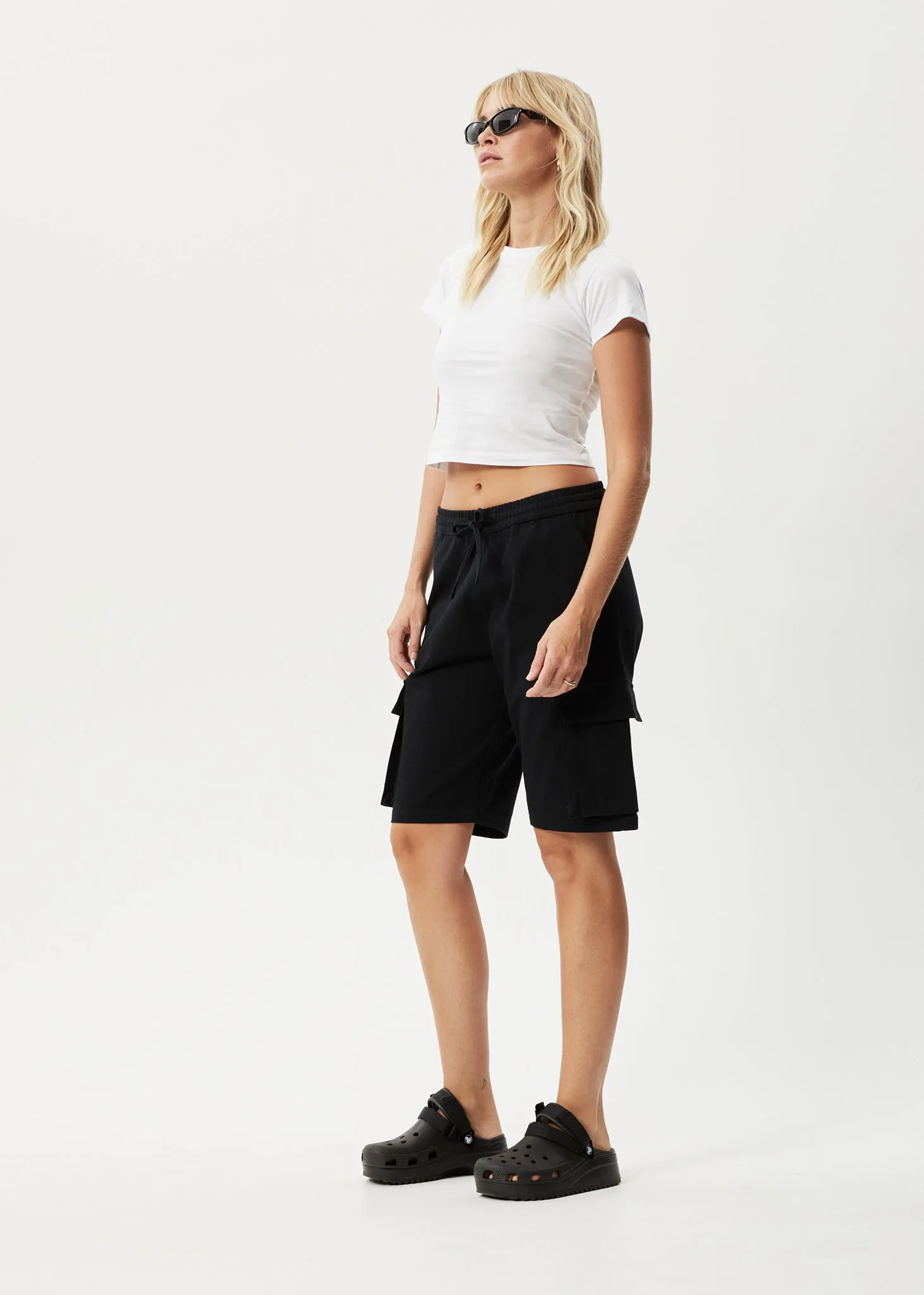 AFENDS Womens Fuji - Relaxed Cargo Short - Black