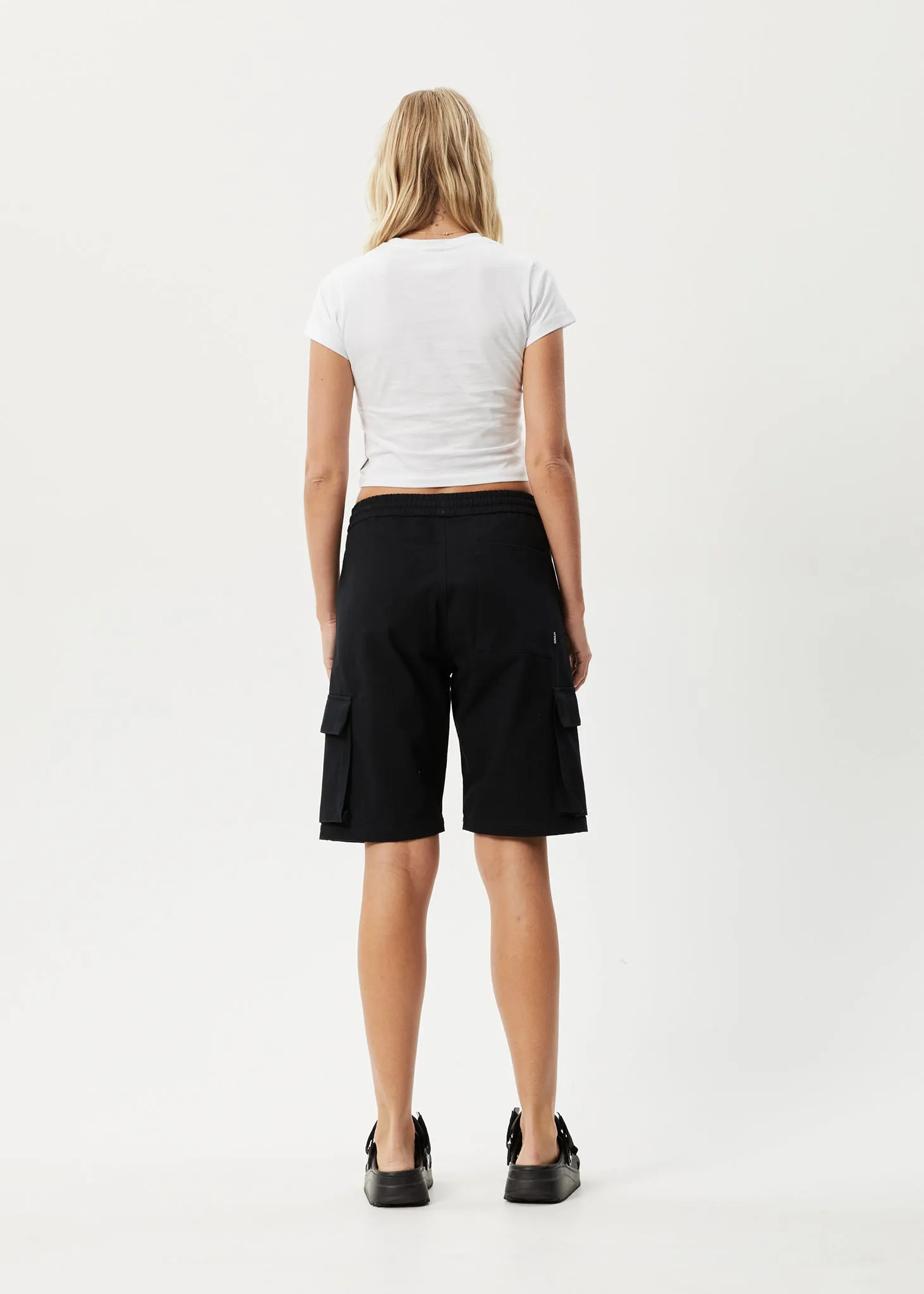 AFENDS Womens Fuji - Relaxed Cargo Short - Black