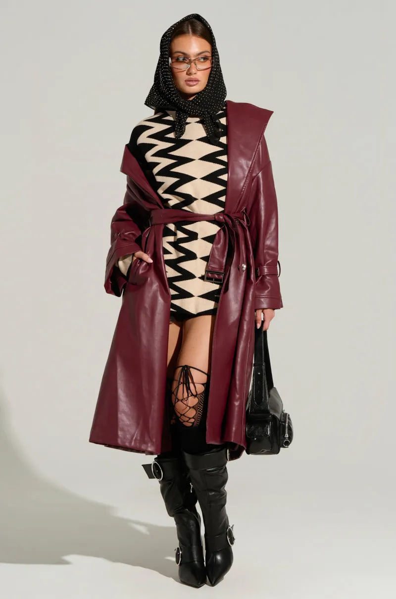 ALINNA FAUX LEATHER TRENCH