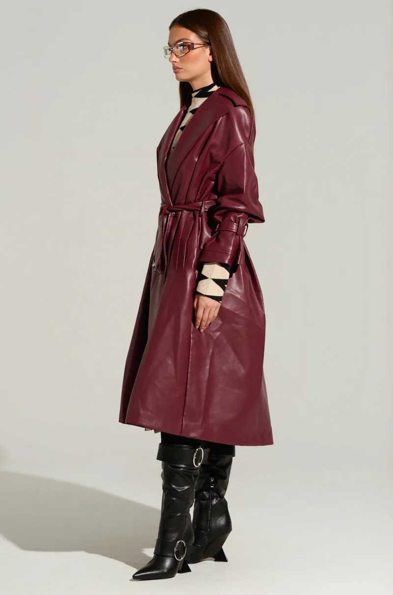 ALINNA FAUX LEATHER TRENCH