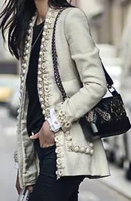 Appliques Wool-Blended Tweed Jacket