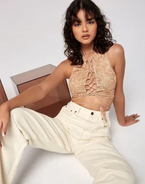 Bima Crop Top in Tan Mushroom