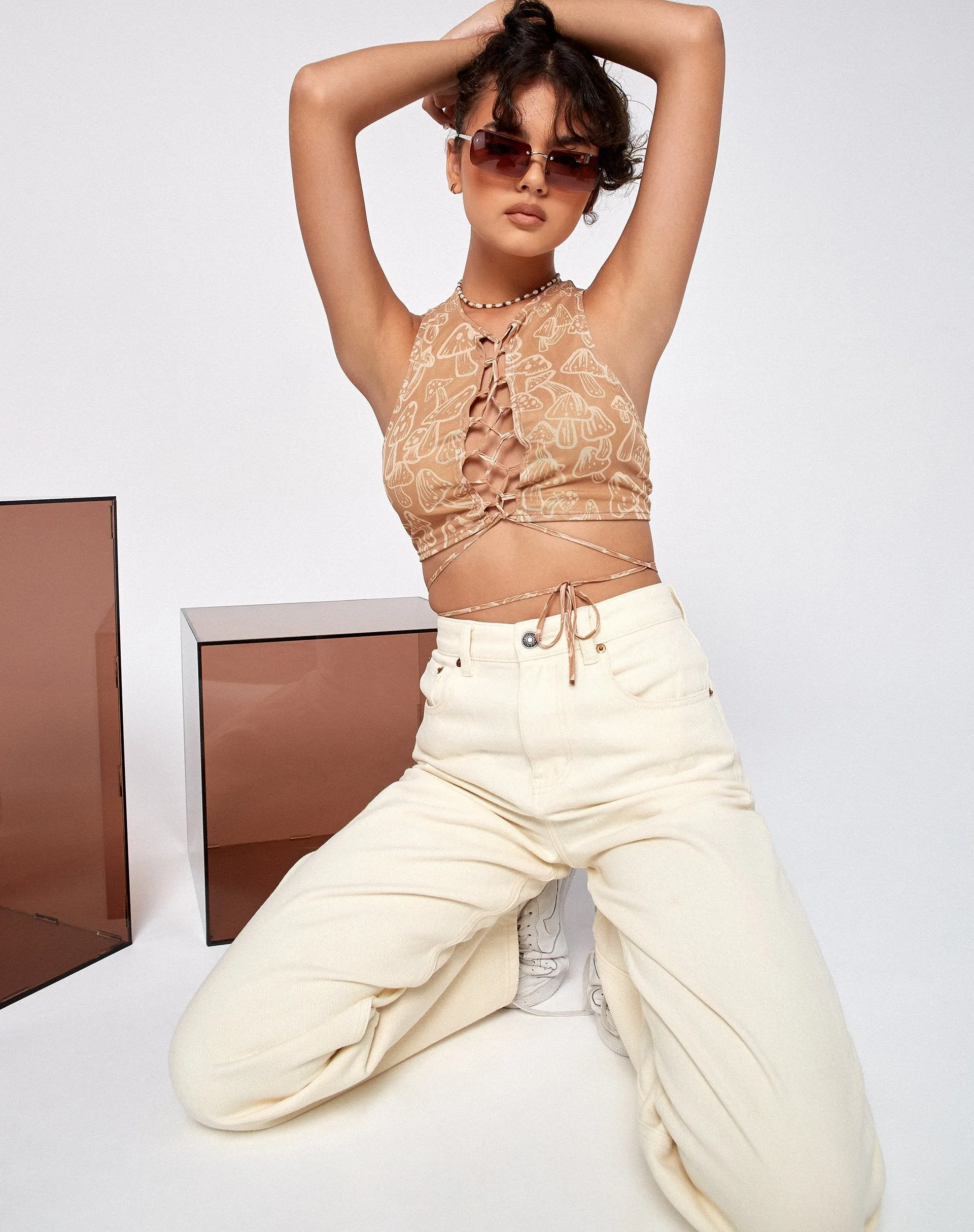 Bima Crop Top in Tan Mushroom