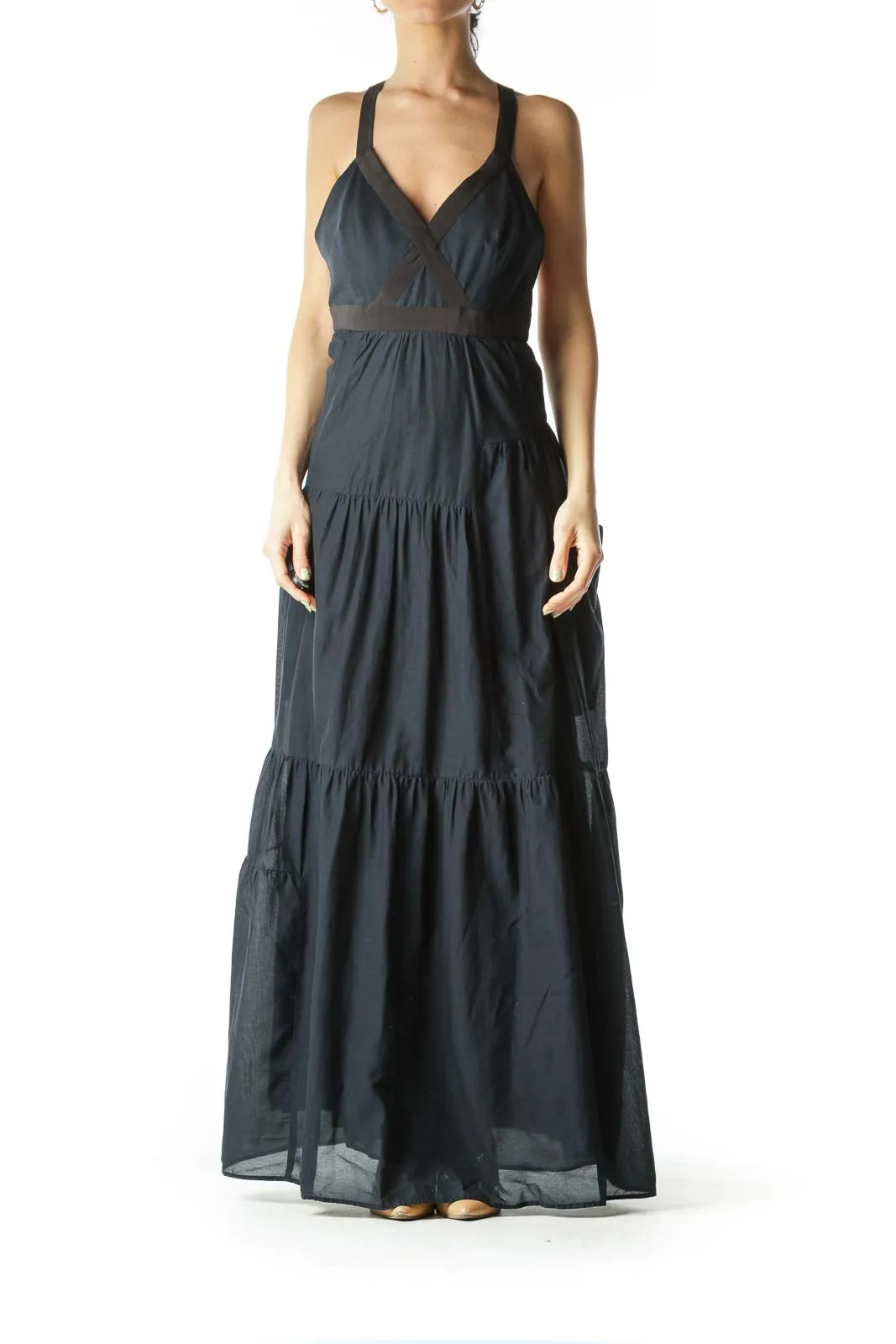 Black and Navy Blue Maxi Dress