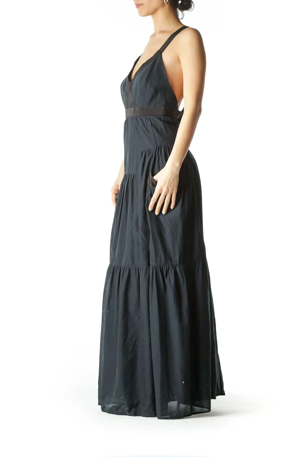 Black and Navy Blue Maxi Dress