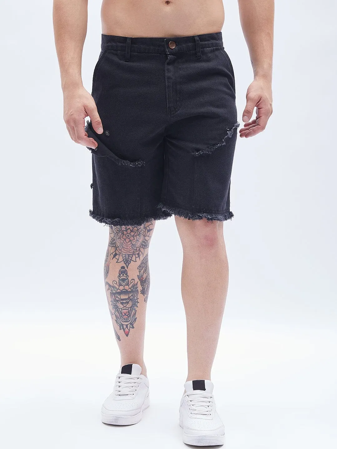 Black Carpenter Denim Shorts