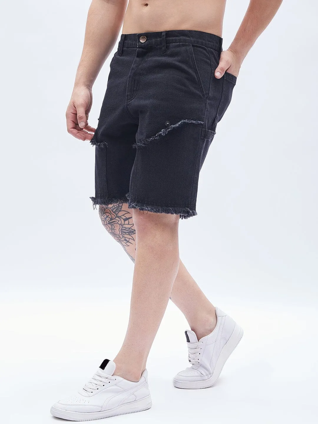 Black Carpenter Denim Shorts