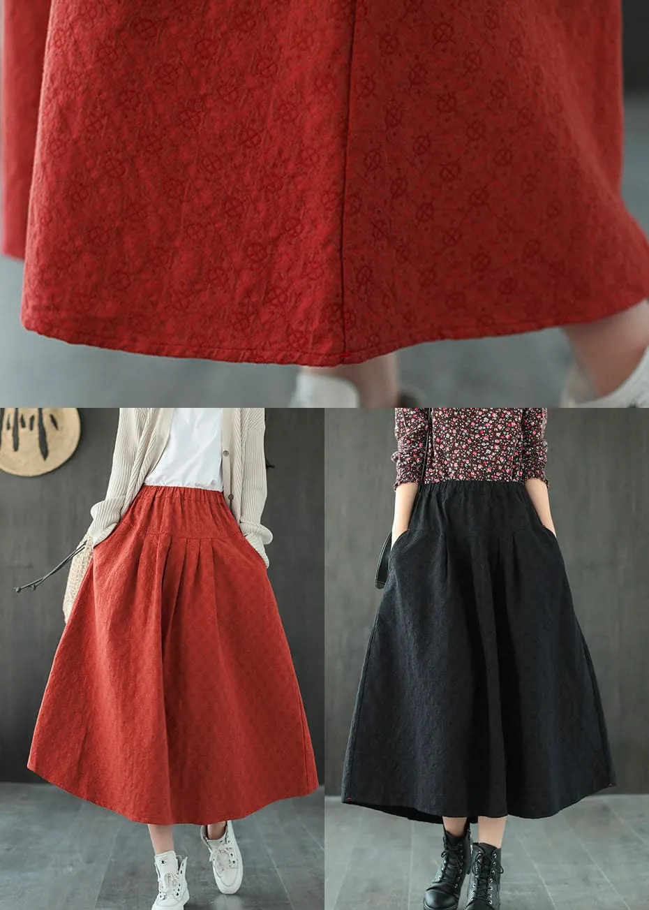 Black Jacquard Patchwork Loose A Line Skirt Spring