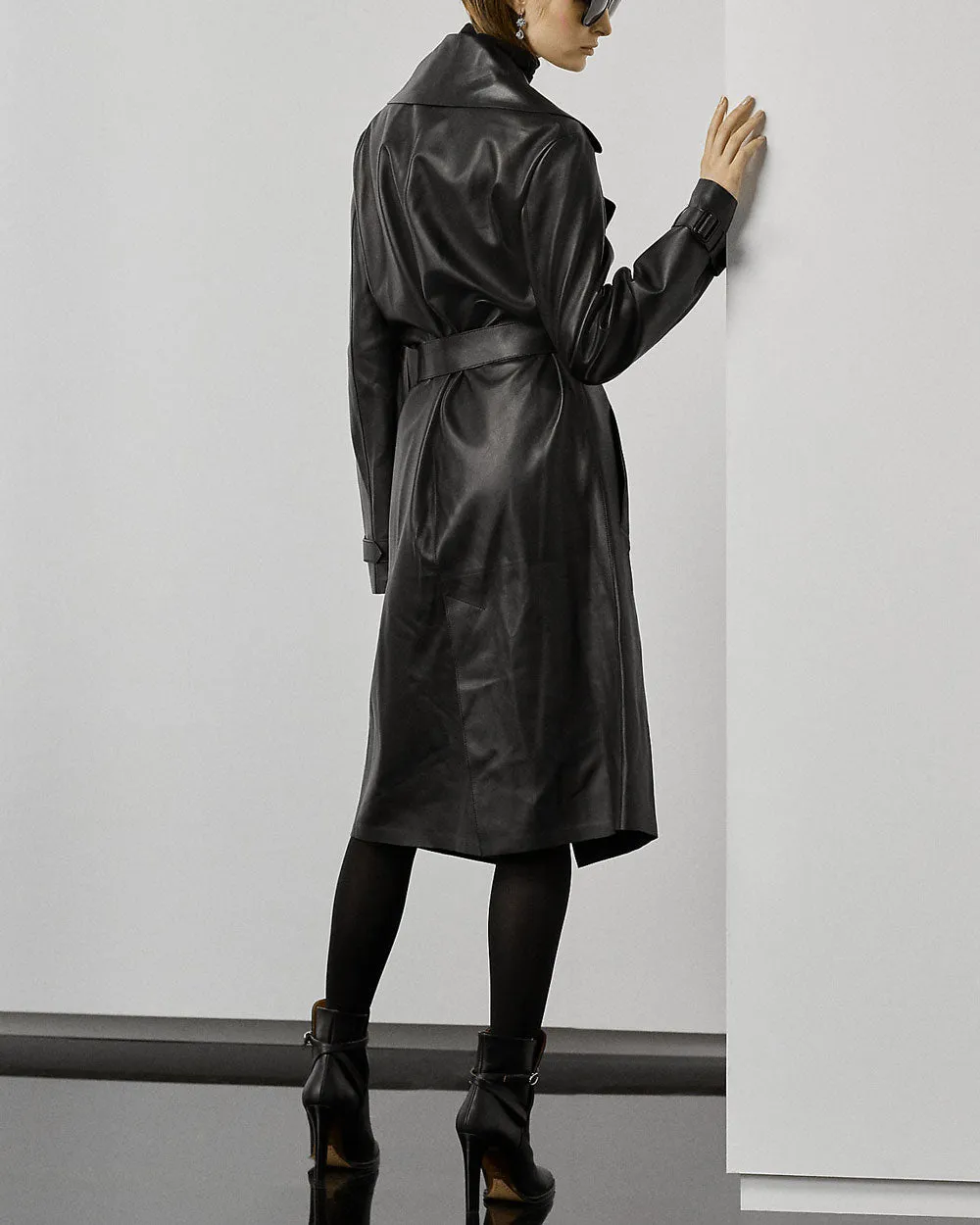 Black Leather Ainsley Coat