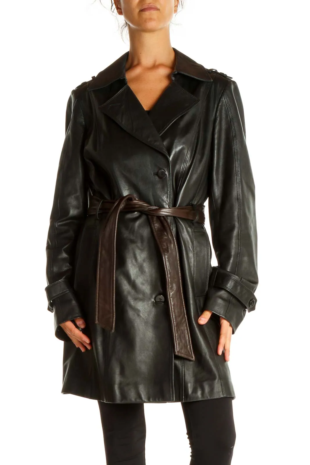 Black Leather Overcoat