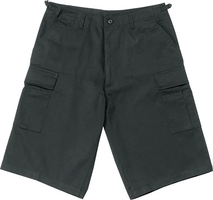 Black - Military Long Cargo BDU Shorts - Polyester Cotton Twill