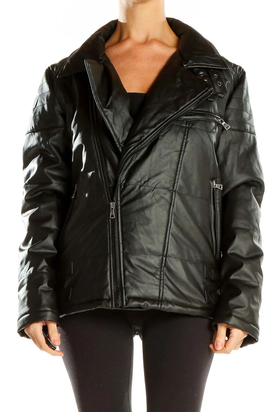 Black Quilted Leather Moto Jacket