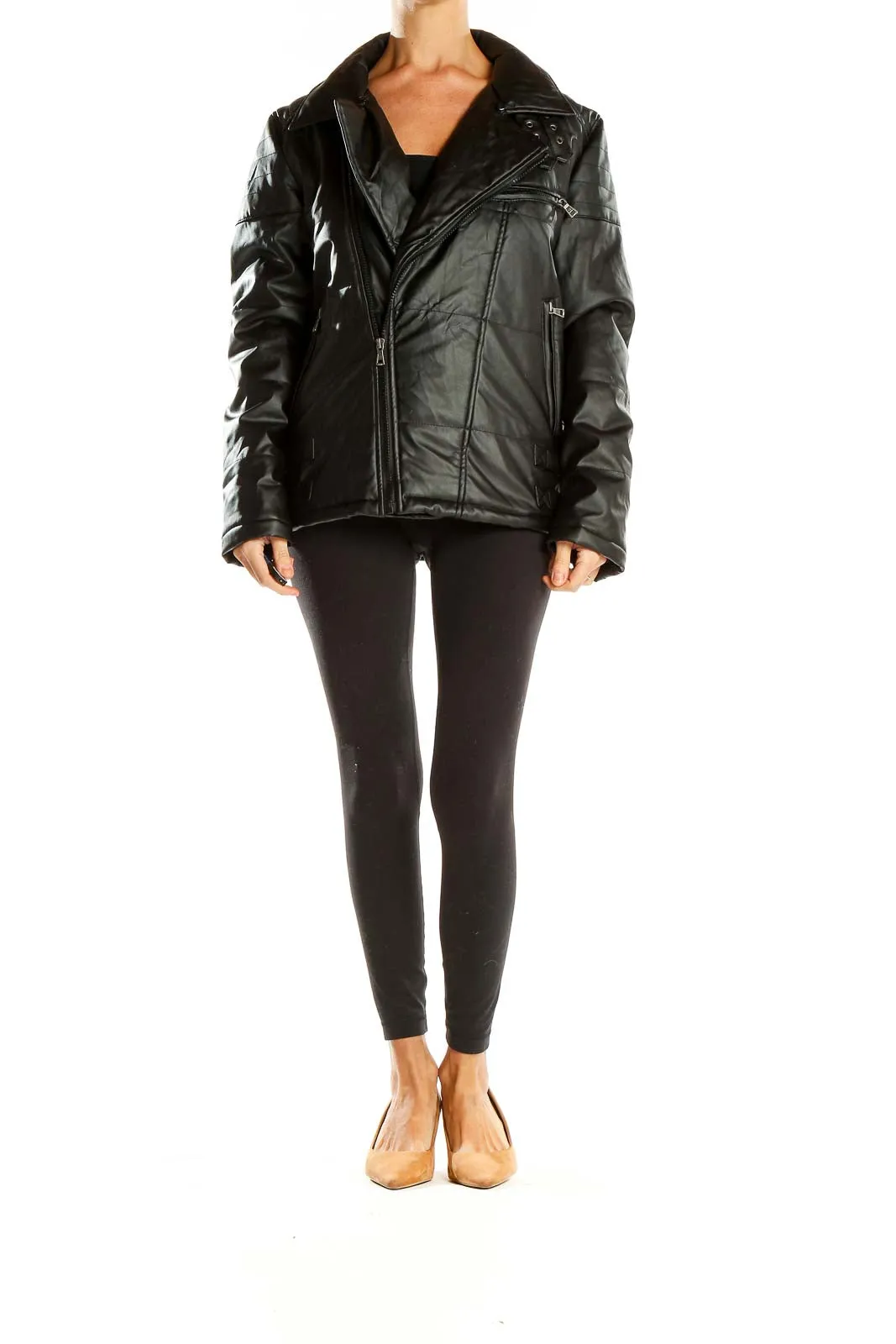 Black Quilted Leather Moto Jacket