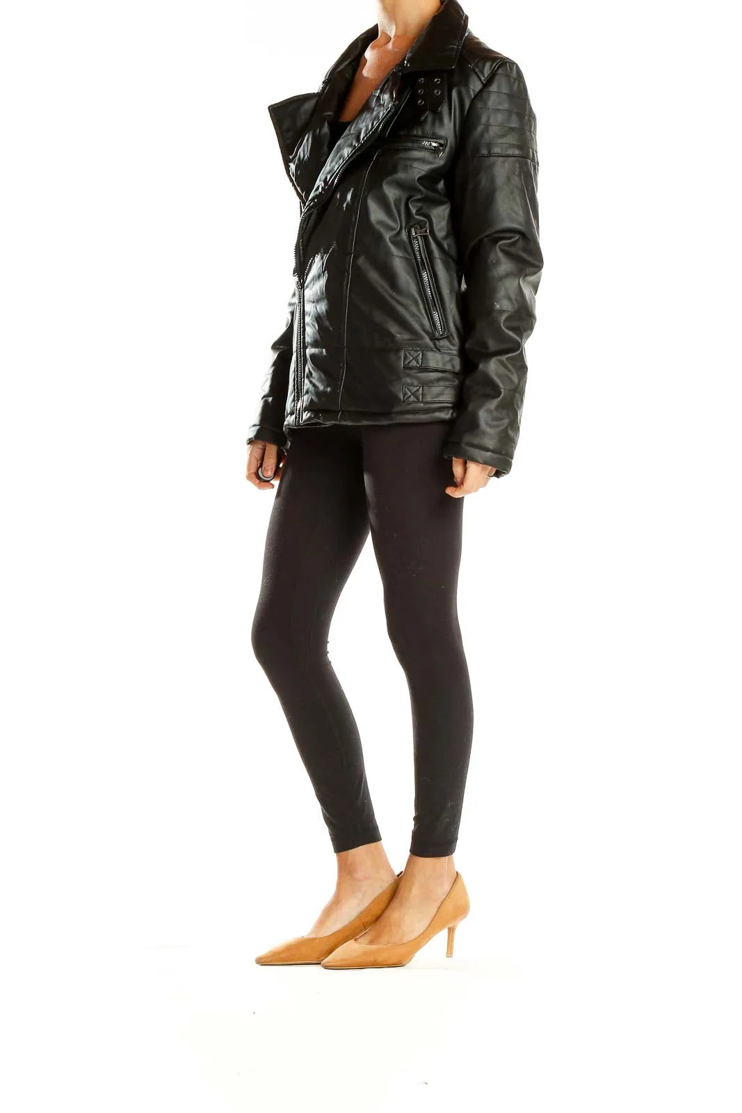 Black Quilted Leather Moto Jacket