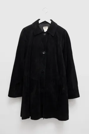 BLACK SUEDE LEATHER COAT