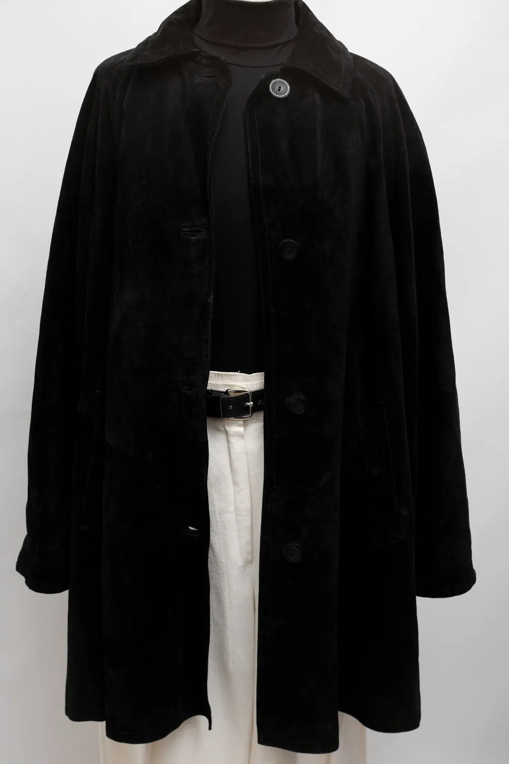 BLACK SUEDE LEATHER COAT