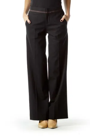 Black Wide Leg Wool Trousers