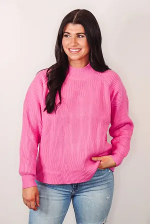 Blissfully Cozy Pink Ribbed Sweater