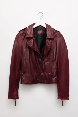 BURGUNDY LEATHER JACKET