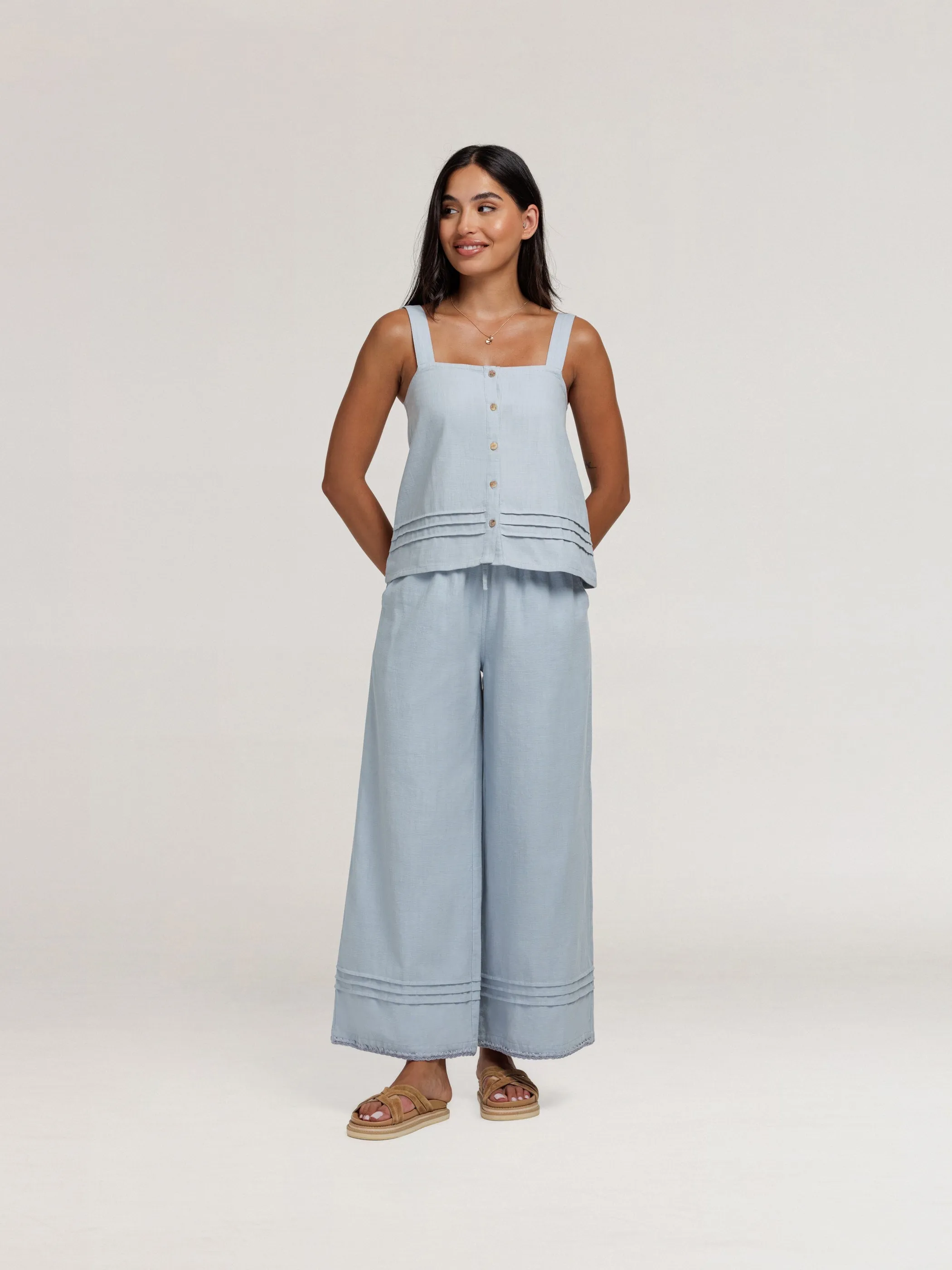 Carabella Cotton Pants Slate Blue