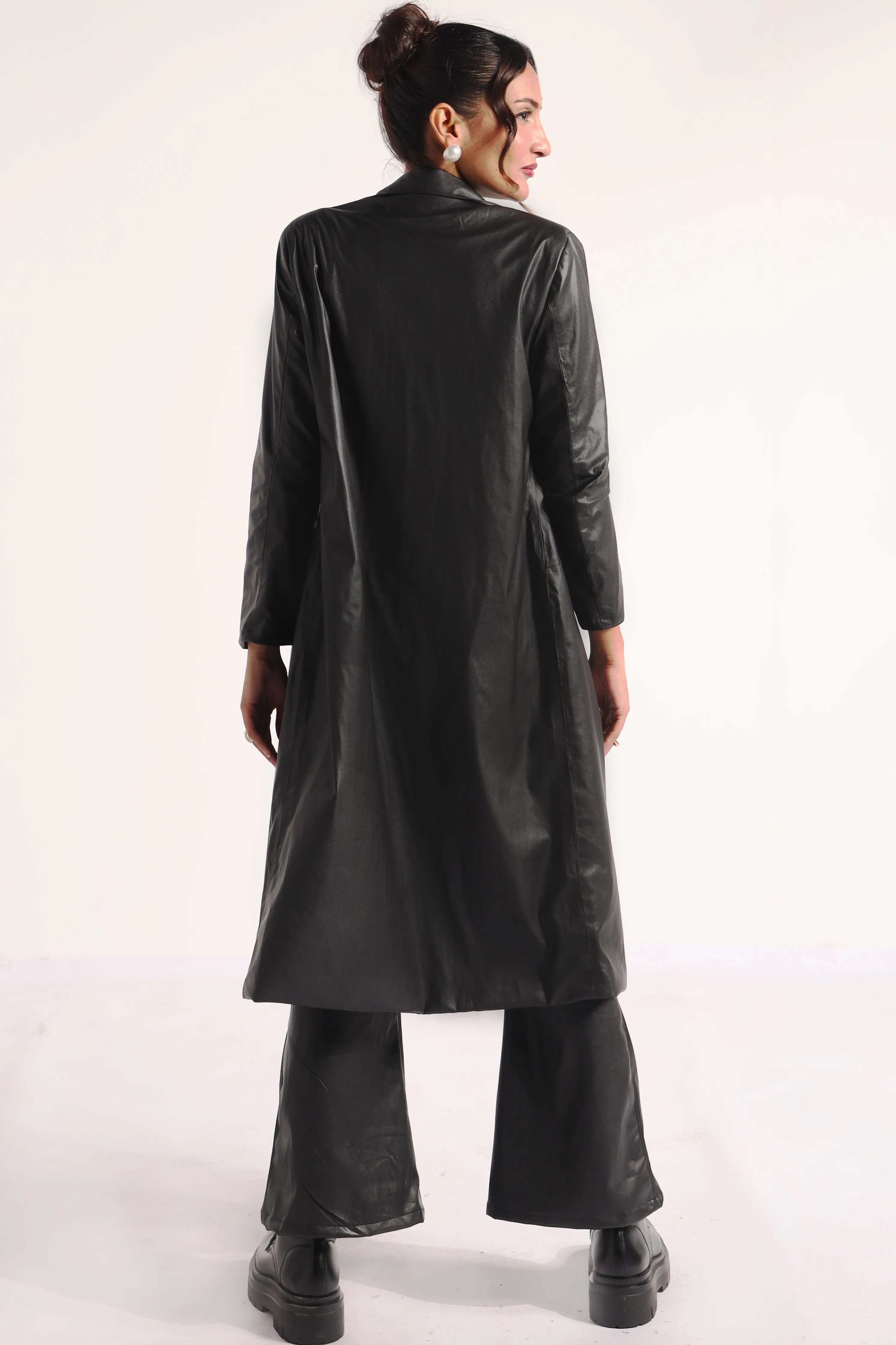 Cascade leather long coat