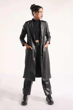 Cascade leather long coat