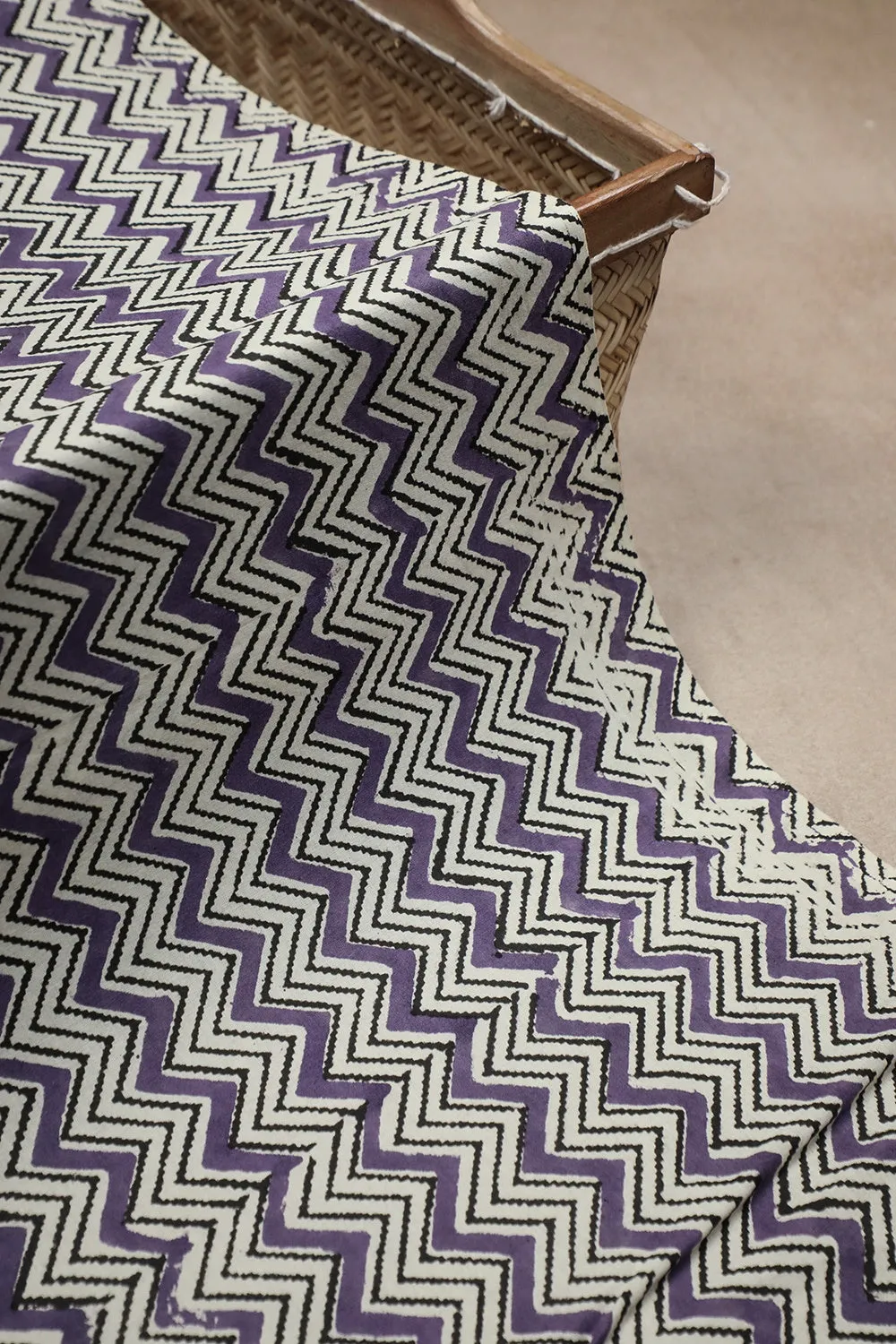 Chevron Patterned Bagru Cotton Fabric