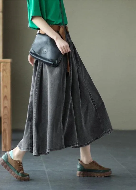 Chic Blue Retro Patchwork A Line Summer  Skirts Denim