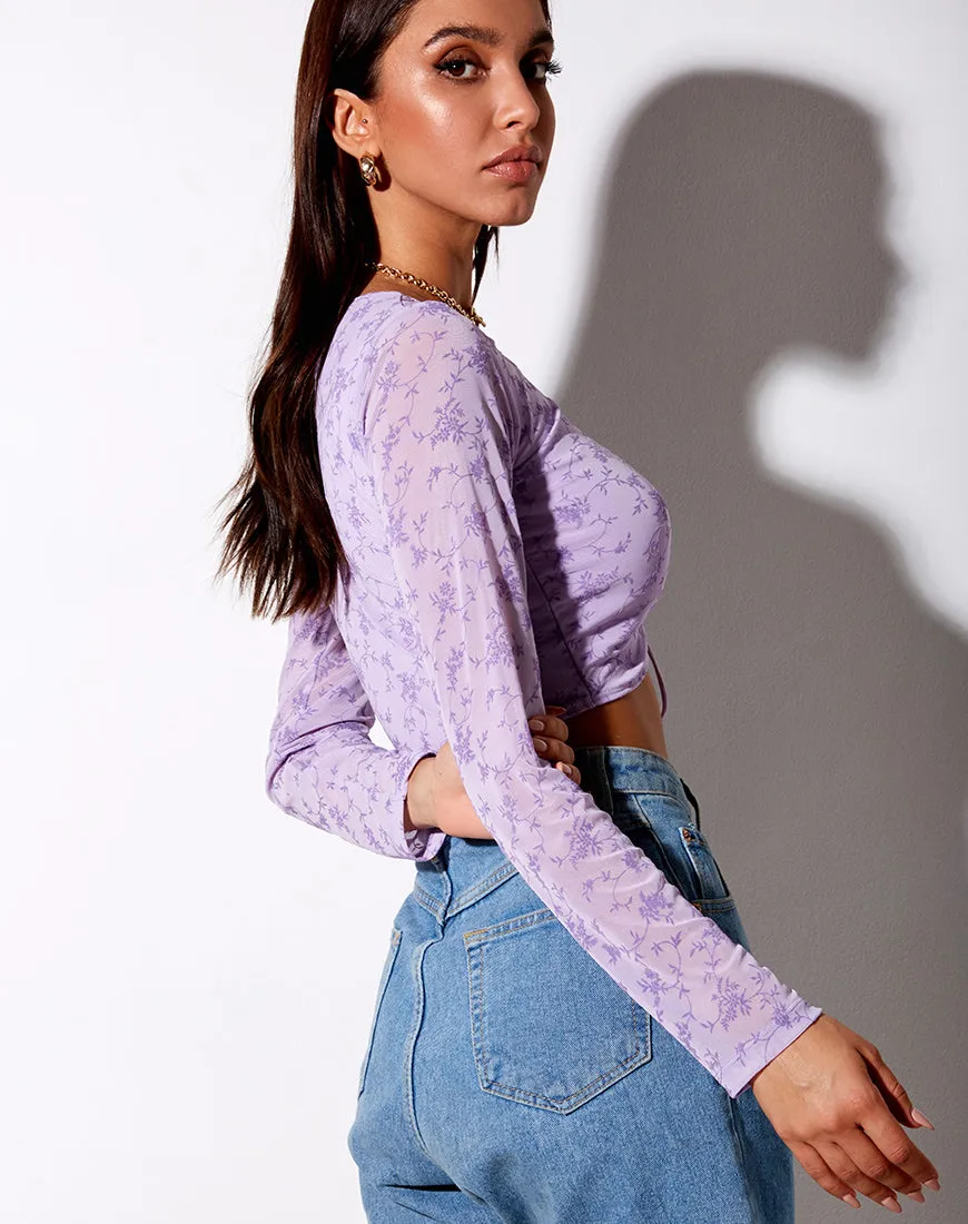 Chilo Long Sleeve Top in Love Bloom Lilac Flock