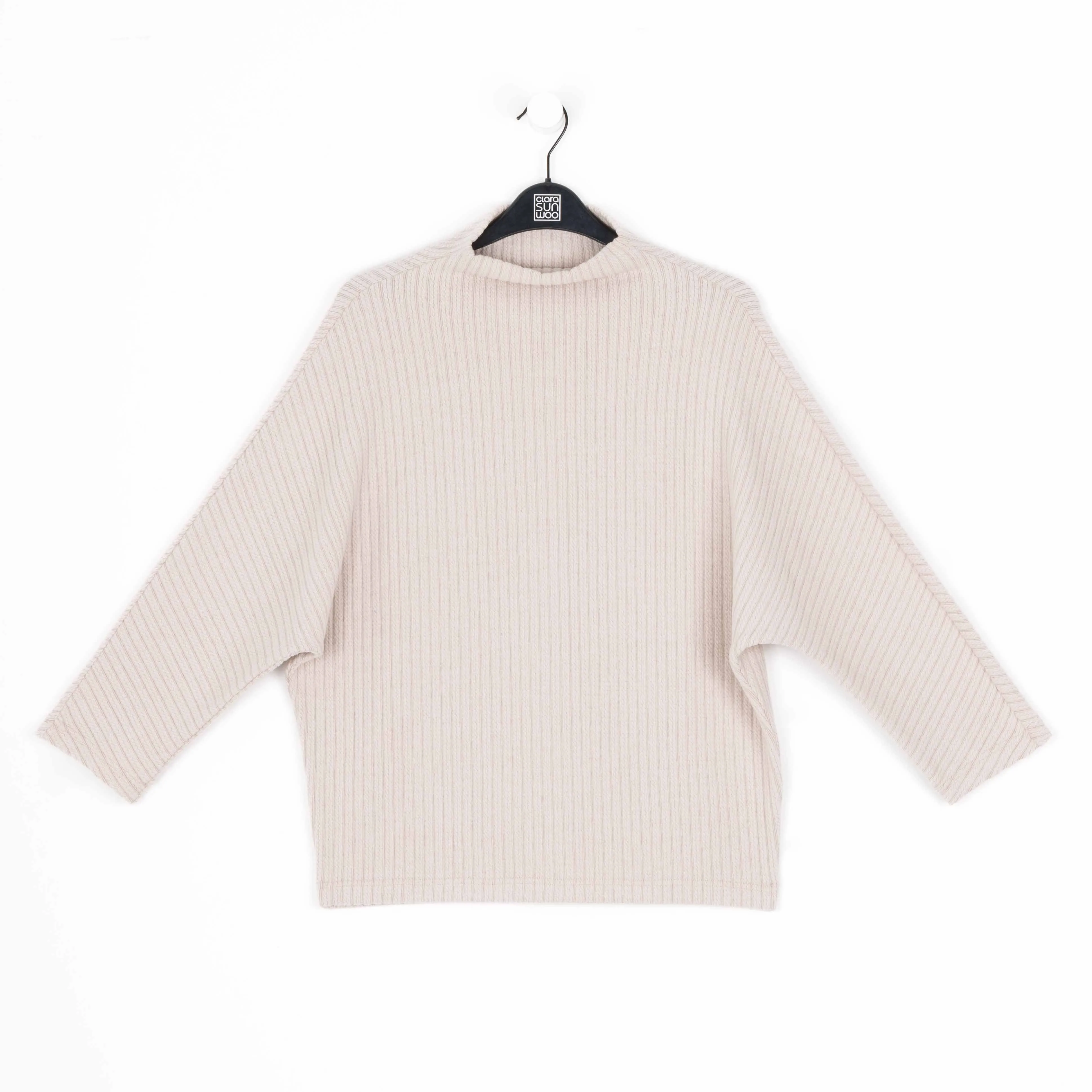 Chunky Ribbed - Funnel Neck Modern Sweater Top - Sand - Limited Sizes - LRG, XL, 1X