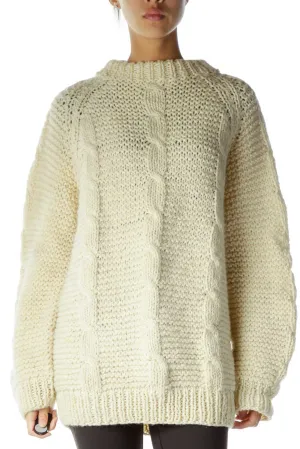 Cream Cable Knit Chunky Sweater