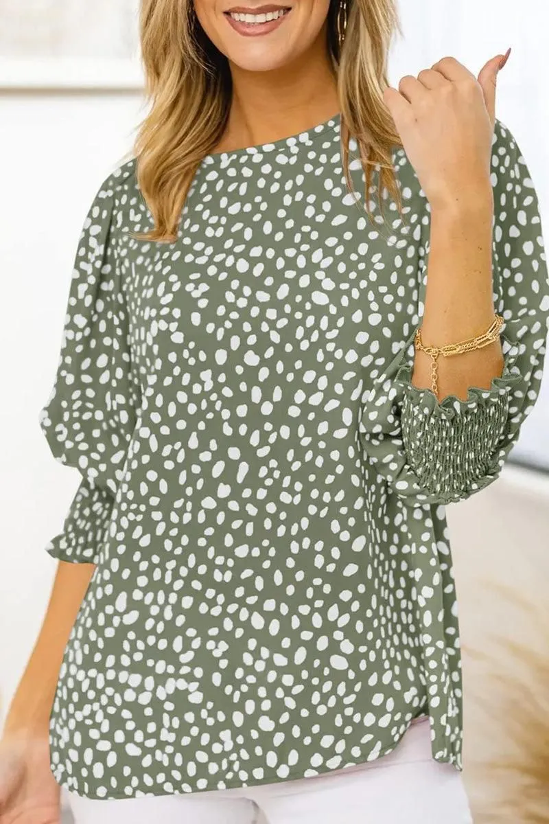 CREW NECK PATTERNED TUNIC BLOUSE TOP