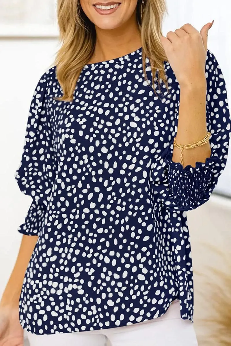 CREW NECK PATTERNED TUNIC BLOUSE TOP