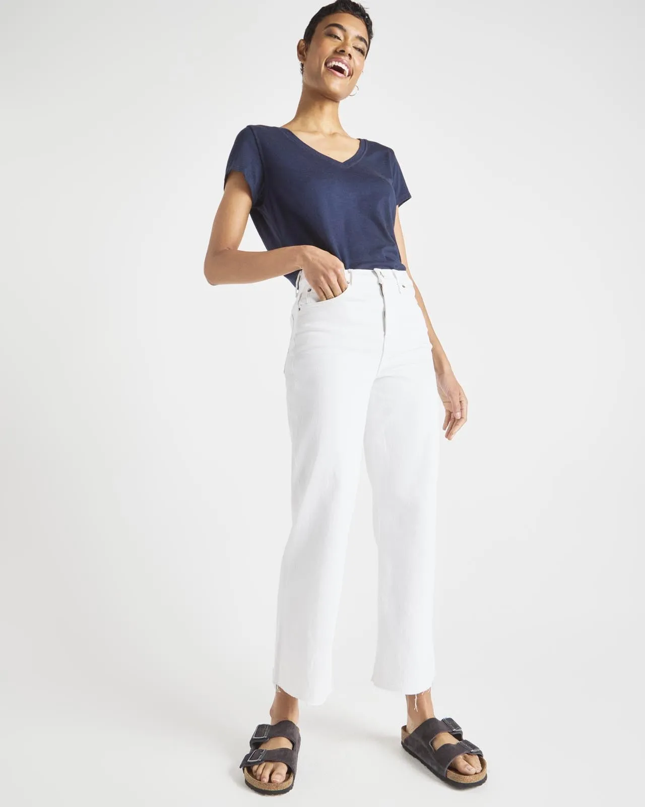 Cropped Wide Leg Jean in White