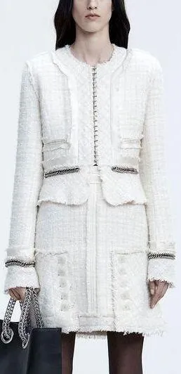 Deconstructed Tweed Jacket, White/Cream