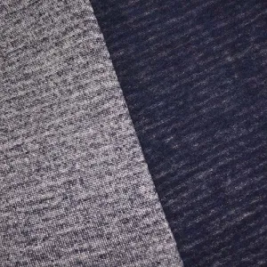 Deep Navy/Multi Wool Blend Brushed Pile Stripe Sweater Knit Fabric