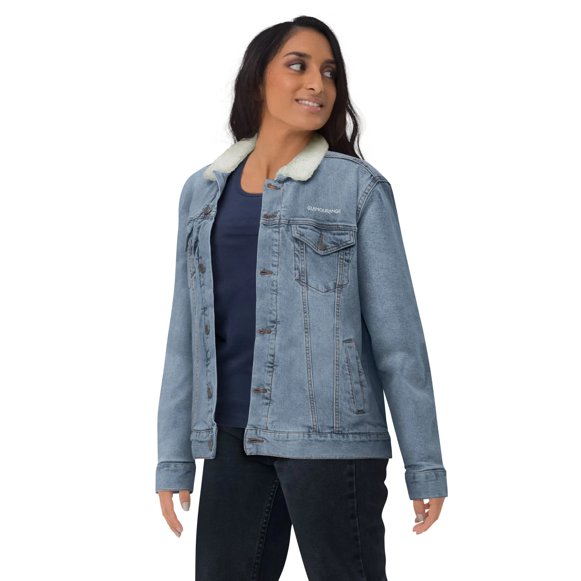 Denim Light Women (Glamourange Sherpa Denim Jackets Womens)