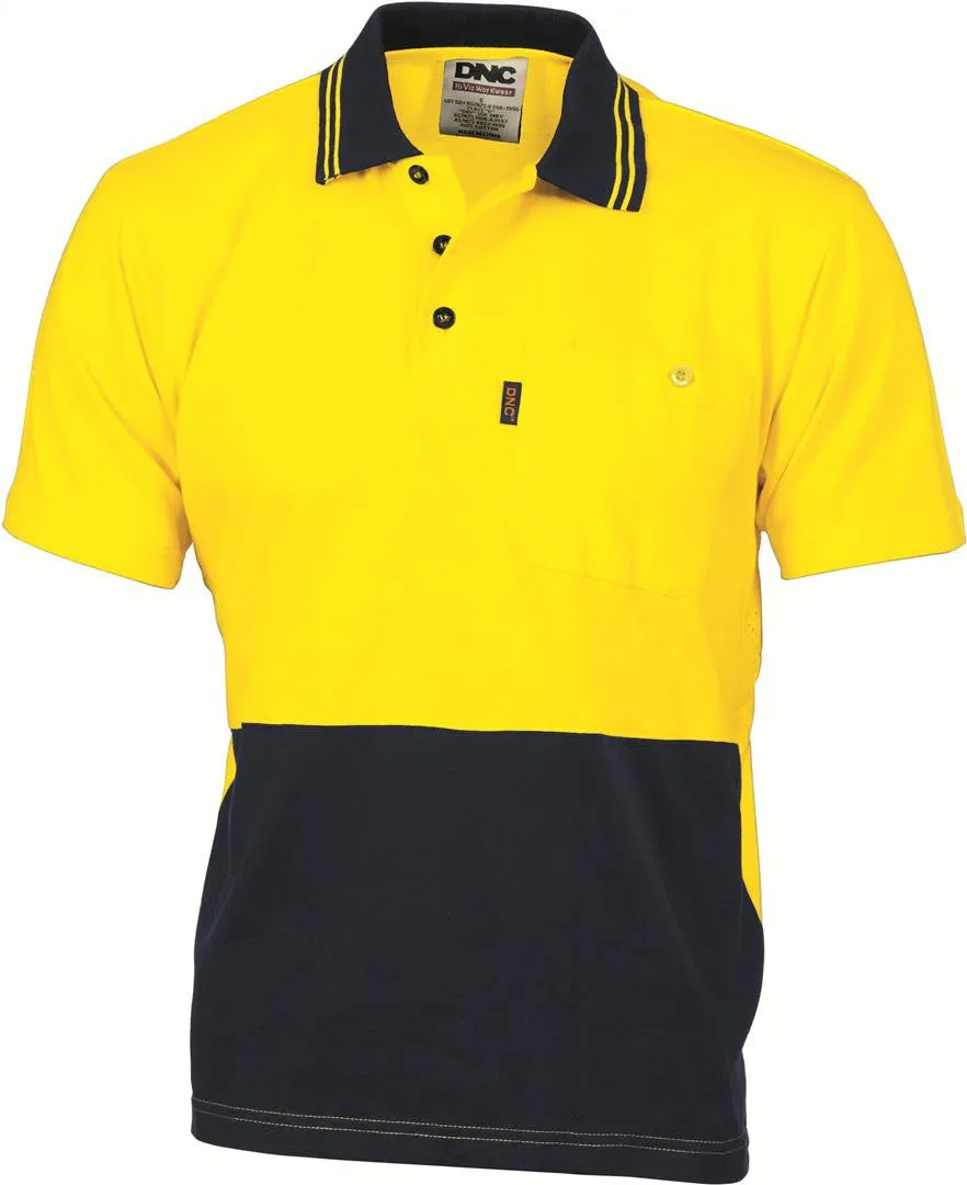 DNC Hi Vis Cool Breeze Cotton Jersey Polo Shirt With Under Arm Cotton Mesh S/S (3845)