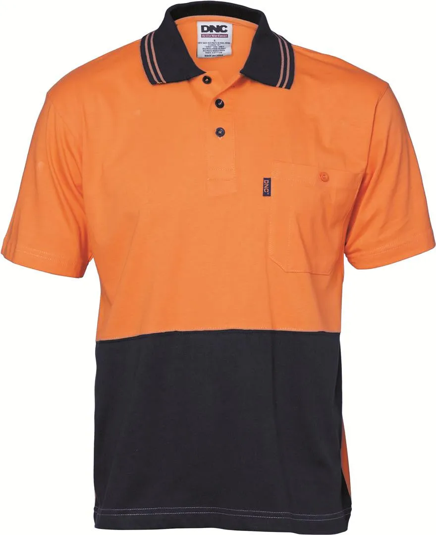 DNC Hi Vis Cool Breeze Cotton Jersey Polo Shirt With Under Arm Cotton Mesh S/S (3845)