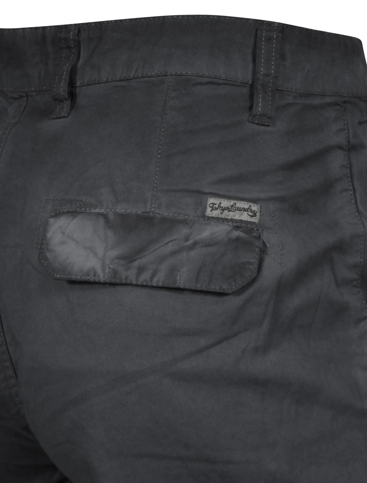 Dumont Cotton Cargo Shorts in Charcoal - Tokyo Laundry