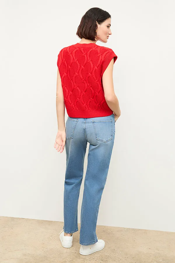 Eloise Vest - Cable Knit :: Strawberry