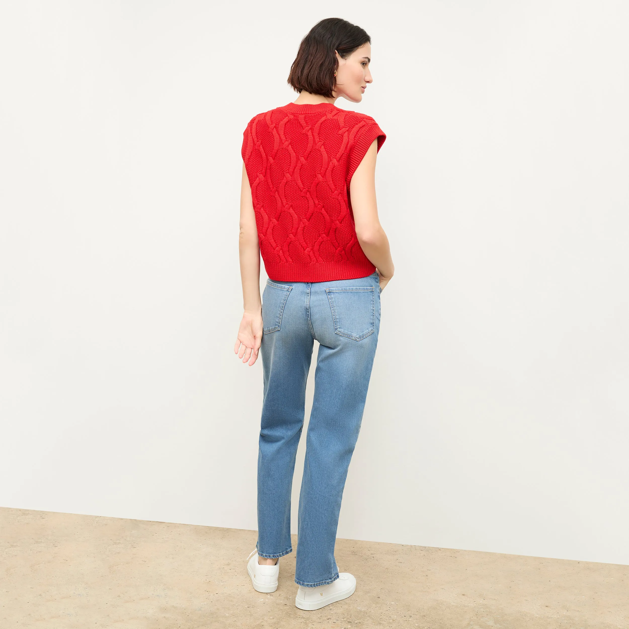 Eloise Vest - Cable Knit :: Strawberry