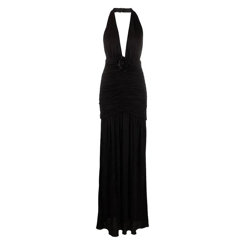 Elora Open Back Ruched Maxi Dress