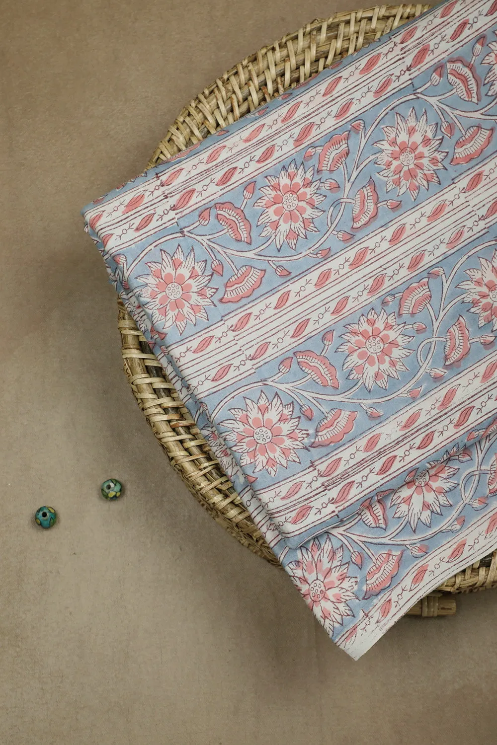 Floral Patterned Sanganeri Cotton Fabric