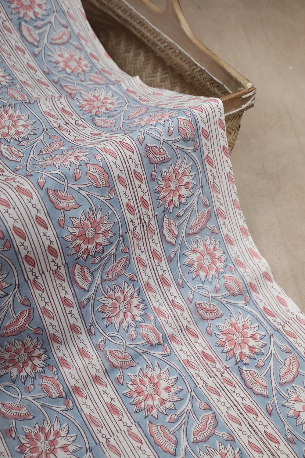 Floral Patterned Sanganeri Cotton Fabric