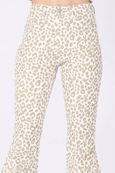 Get Rowdy Leopard Bellbottom Jeans