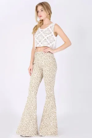 Get Rowdy Leopard Bellbottom Jeans