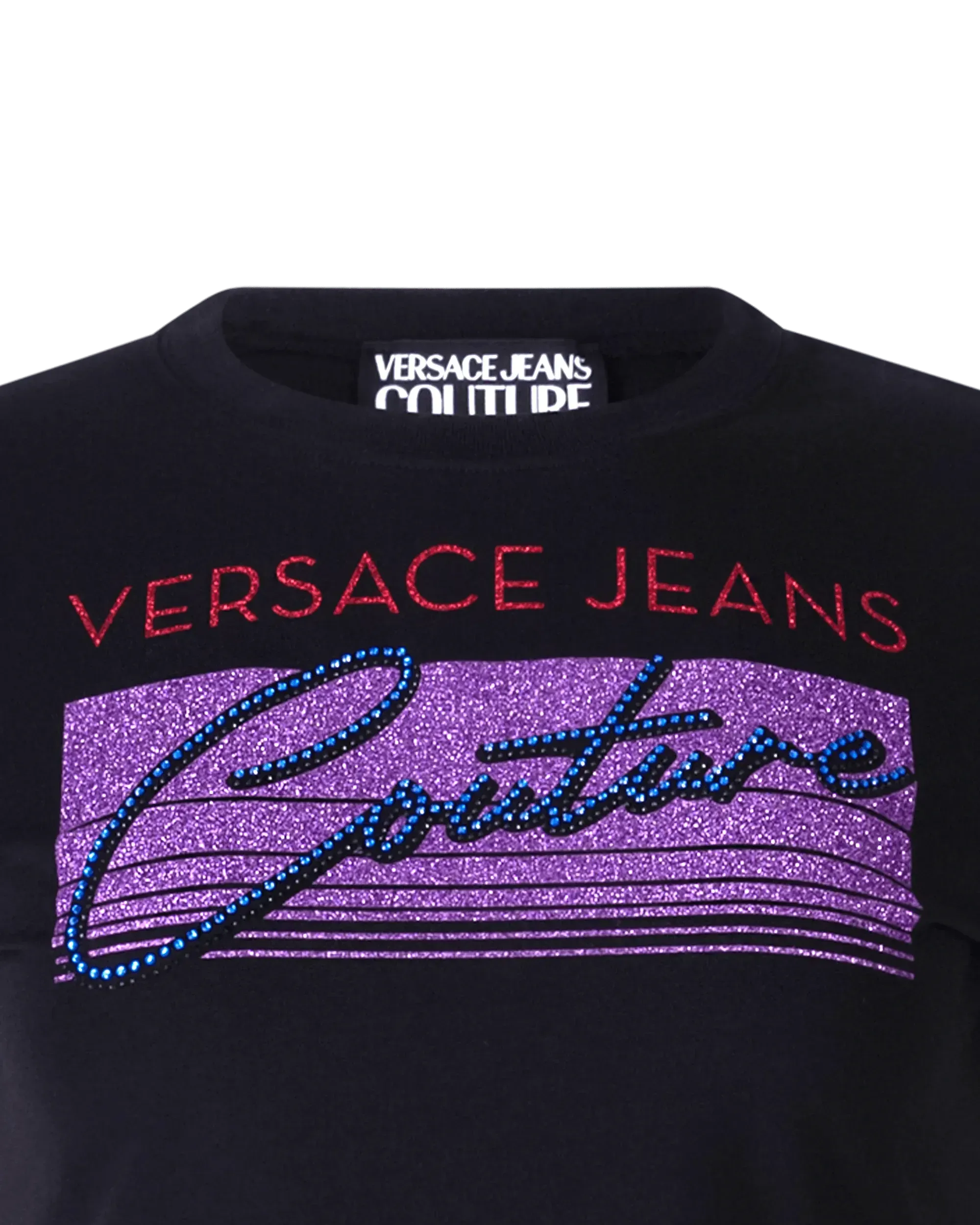 Glitter Logo Printed Cropped T-shirt